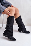 Women's Low Heeled Boots With Turned Shaft Black Stinova