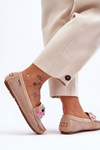 Stylish Suede Moccasins with Decorations Beige Delima
