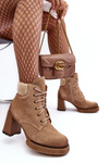 Lace-up Suede Ankle Boots Beige Lemar Flomes