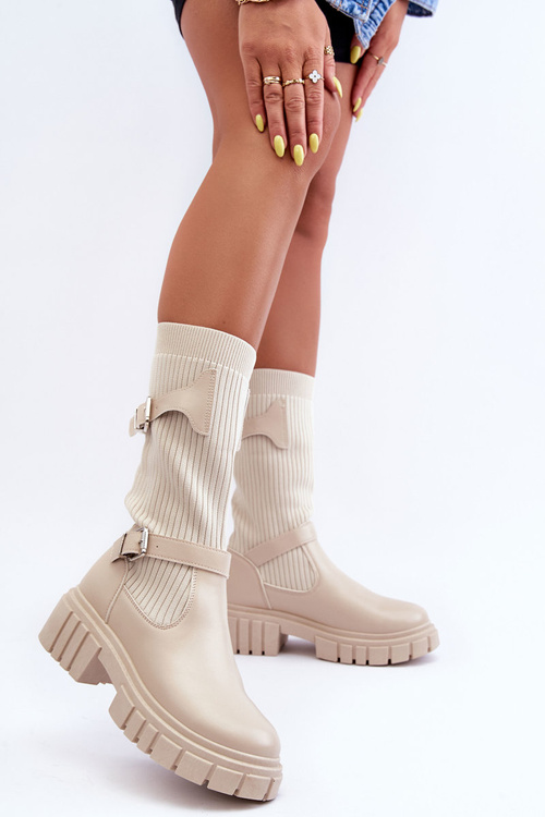 Women's Socks with Boot Beige Abroze