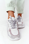 Buty Sportowe Memory Foam Big Star Biało-Fioletowe HH274255 