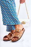 Suede Slippers With Rhinestones Brown Dalvio