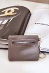 Card Holder With Gold Keychain Eco Leather Gray Iritinme