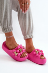 Women's Foam Slides With Decorations On Thick Sole Fuchsia Bremavia