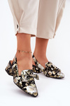 Leather Pumps With Flowers And Bow Black N6539-44