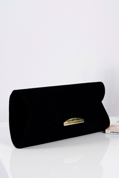 Women's Black Suede Clutch Bag