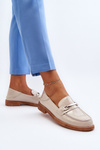 Women's Patent Leather Beige Loafers Nurea