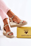 Leather Wedge Sandals Gold Gabriela