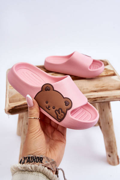 Light Foam Slides With Teddy Bear Pink Todi