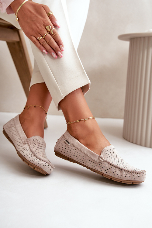 Women's Classic Beige Faux Suede Loafers Serceria