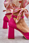 Suede Chunky Heels Platform Pumps Fuchsia Diame