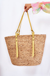 Braided Beach Shopper Bag NOBO XM0090 Beige-Yellow