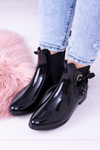 Black Lacquered Women's Kalosze Sztybletyty Someday