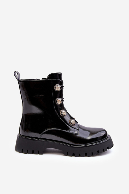 Women's Quilted Boots with Ornamental Buttons D&A MR870-51 Black