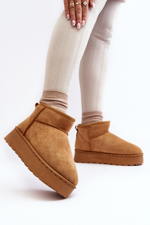 Women's Snow Boots on Platform with Faux Fur Lining Camel Xamella