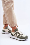 Leather Women's Sports Shoes Green-Beige Kabama