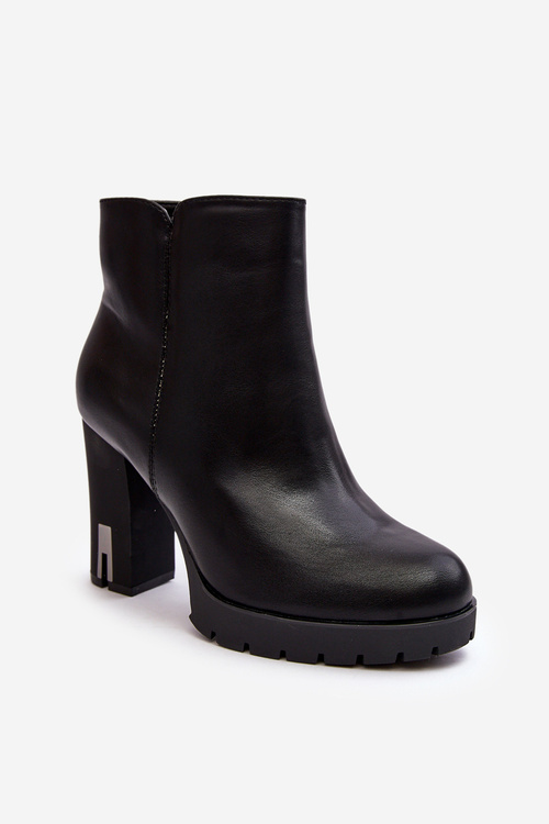 Women's Heeled Boots With Zipper Black Rasoda