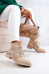Women's Suede Ankle Boots with a Snake Pattern Light Beige Sonroe