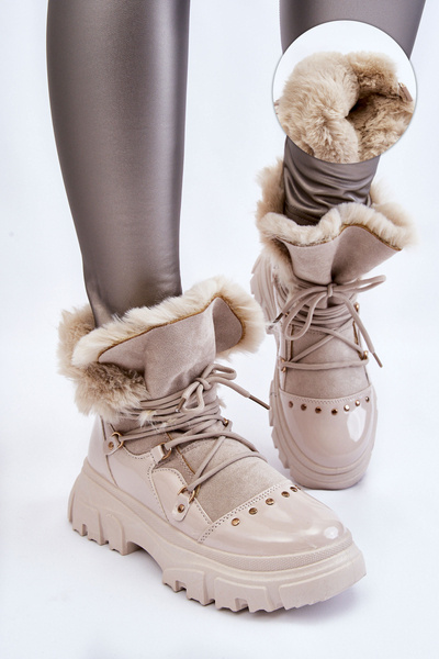 Women's Boots With Fur Lace-up Light beige Merron
