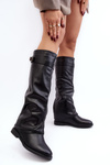 Women's Over-the-Knee Boots with Sheepskin Type Fleece Black Bellama