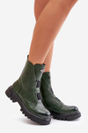 Warm Women’s Worker Boots with Zipper Eco Leather Green Mailyra
