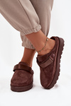 Women s Warm Slippers with Fur on Platform Chocolate Azida