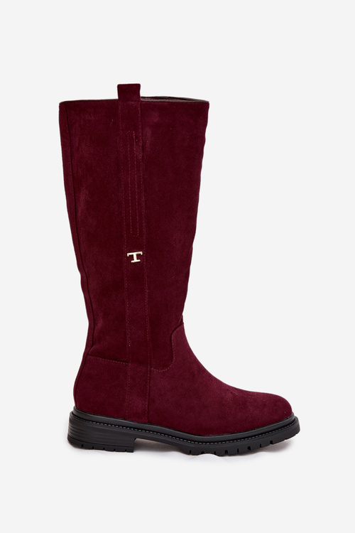 Women's Insulated Boots Flat Heel Eco Suede Bordeaux Delyssa