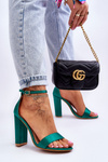 Satin High Heel Sandals Green Linsy
