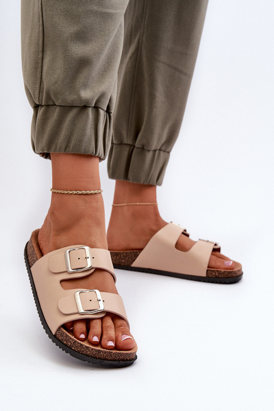 Women's sandals with buckles beige Oliena