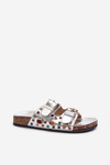Decorated Women's Slippers With Buckles S.Barski MY121 Silver