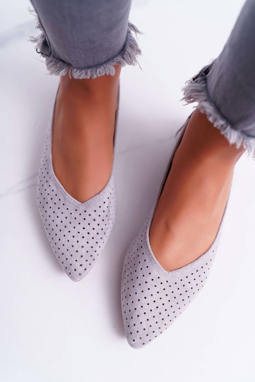 Lu Boo Women's Ballerinas Openwork Gray Dessert