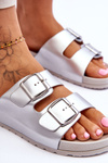Women's Platform Slides Silver Vertigo