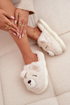 Furry slippers with bear motif white Galine