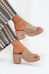 Women's Sandals On Heels And Platform Khaki Omeisa