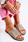 Women's openwork slippers with ornament Gold Terrys