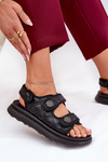 Women Sandals With Decorative Details On Velcro Black Zoliner