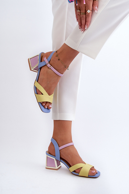 Sandały Pastelowe Damskie Żółte Na Obcasie D&A CR482