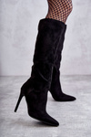 Classic Suede Black Boots On A Black Ameya