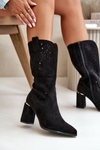 Black Women's Cut-Out Ankle Boots with Pointed Toes Faux Suede Nevithra