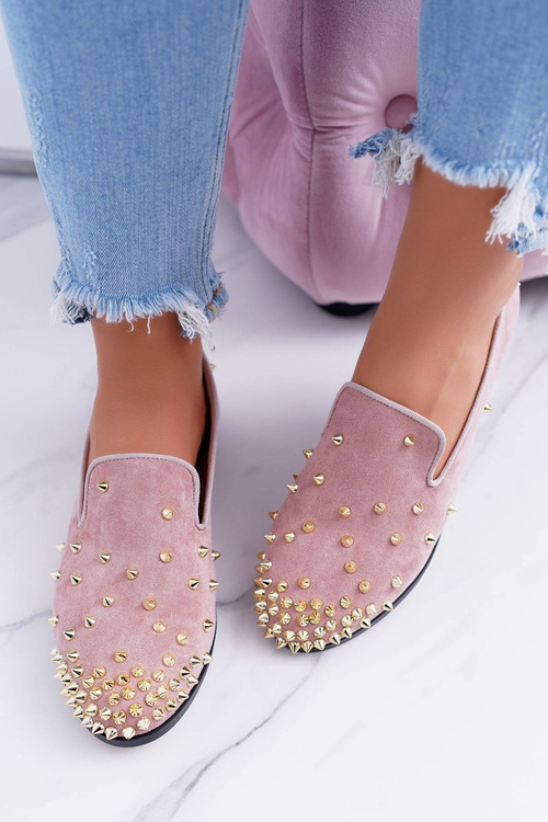 Ballerina Women's Lu Boo Pink Suede Lords with Studs Odessa