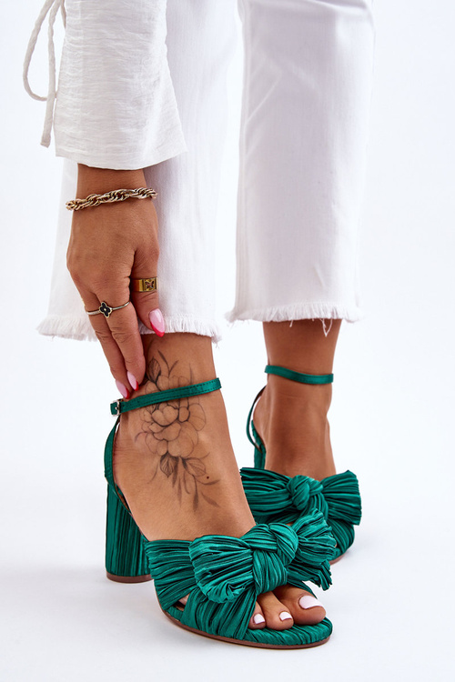 Fashionable Sandals With A Bow On Heels Green Callum