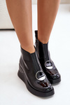 Lacquered Wedge Ankle Boots Insulated D&A MR880-136 Black