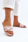 Shiny Women's Slippers With Decoration Pink Taleci