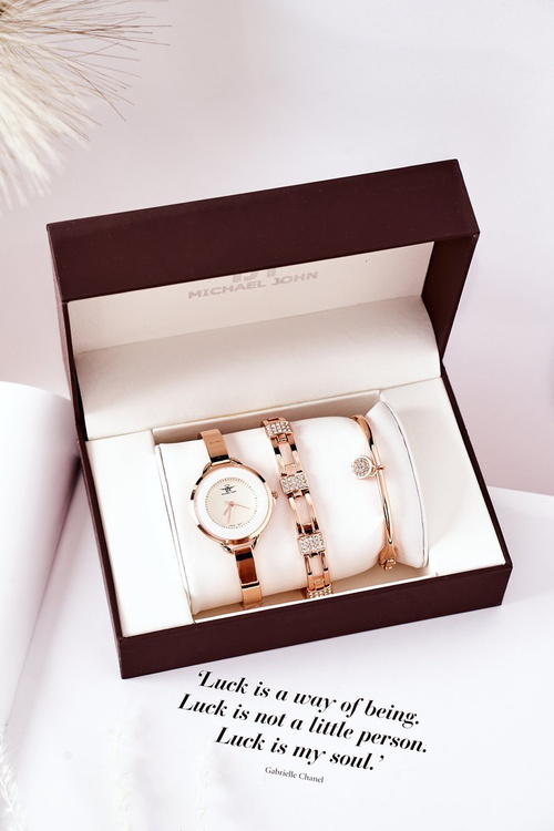 Set Watch and Two Bracelets Michael John Rose Gold