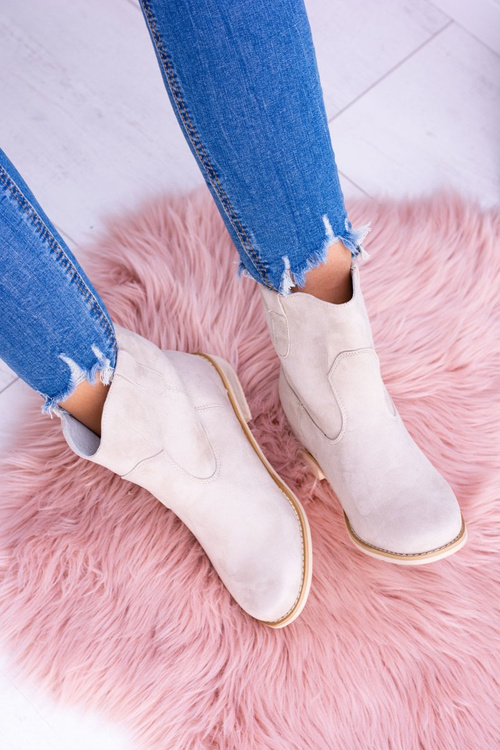 Lu Boo Beige Slip-On Ankle Boots Trinity