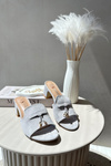Women's Gray Sandals with Faux Suede Heels Jemenna