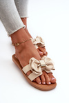 Women's Beige Bow Slides Rivarina