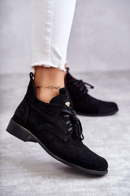 Suede Booties Laced Boots Nicole 2781 Black