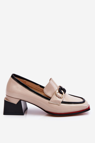 Comfortable Low Heel Pumps Beige Valenti