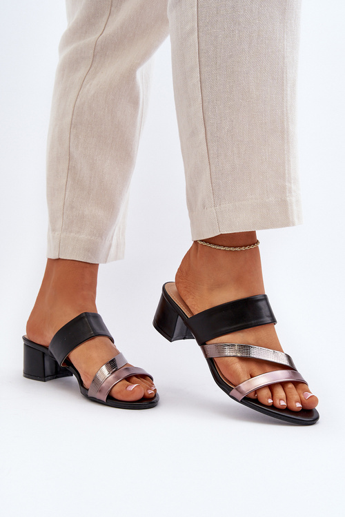 Women's Low Heeled Black Sandals Rosila